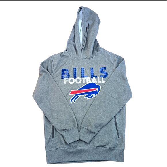 NFL Team Apparel New York Buffalo Bills Gray Pullover COmfy Fall Hoodie - Picture 1 of 5